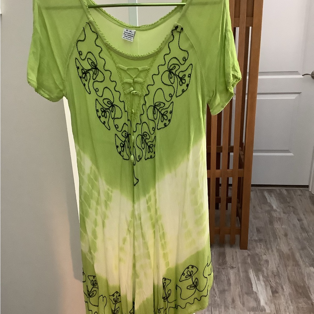 Green Embroidered Women's Dress